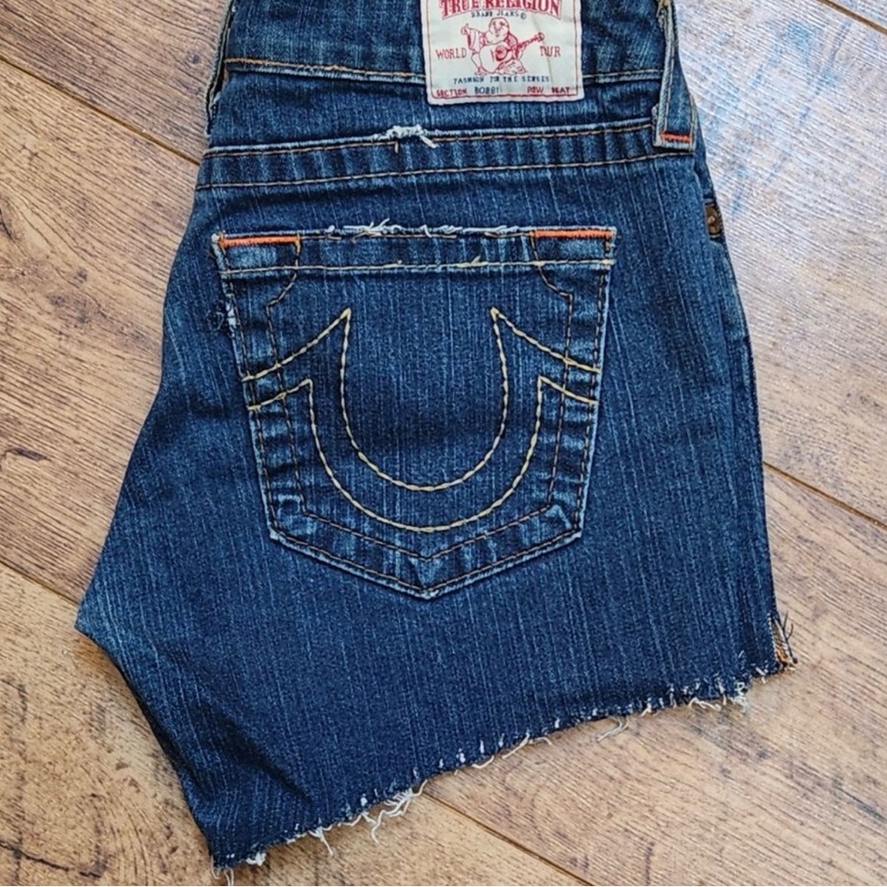 True Religion Blue Denim Cutoff Shorts